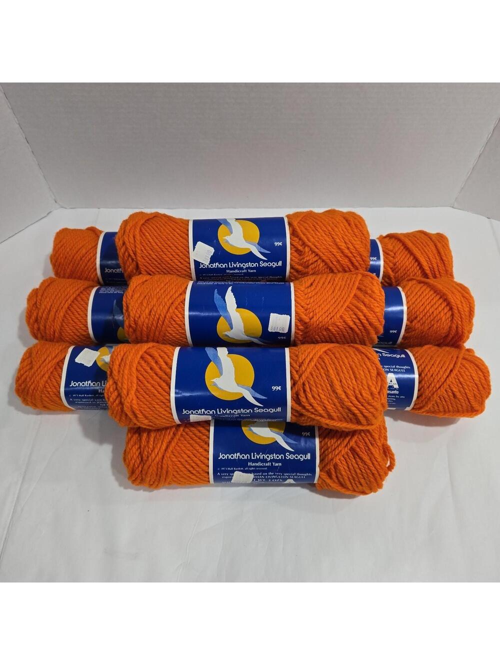 10 Skeins Jonathan Livingston Seagull Handicraft Yarn 315 Tangerine Orange Vtg